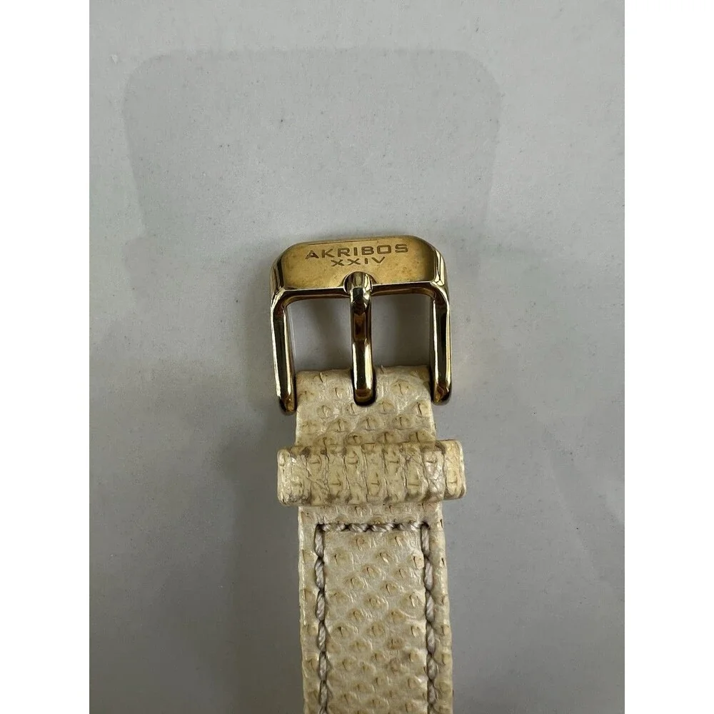$450 Akribos XXIV AK431YG-A Automatic Skeleton Watch Krysterna Crystal Leather